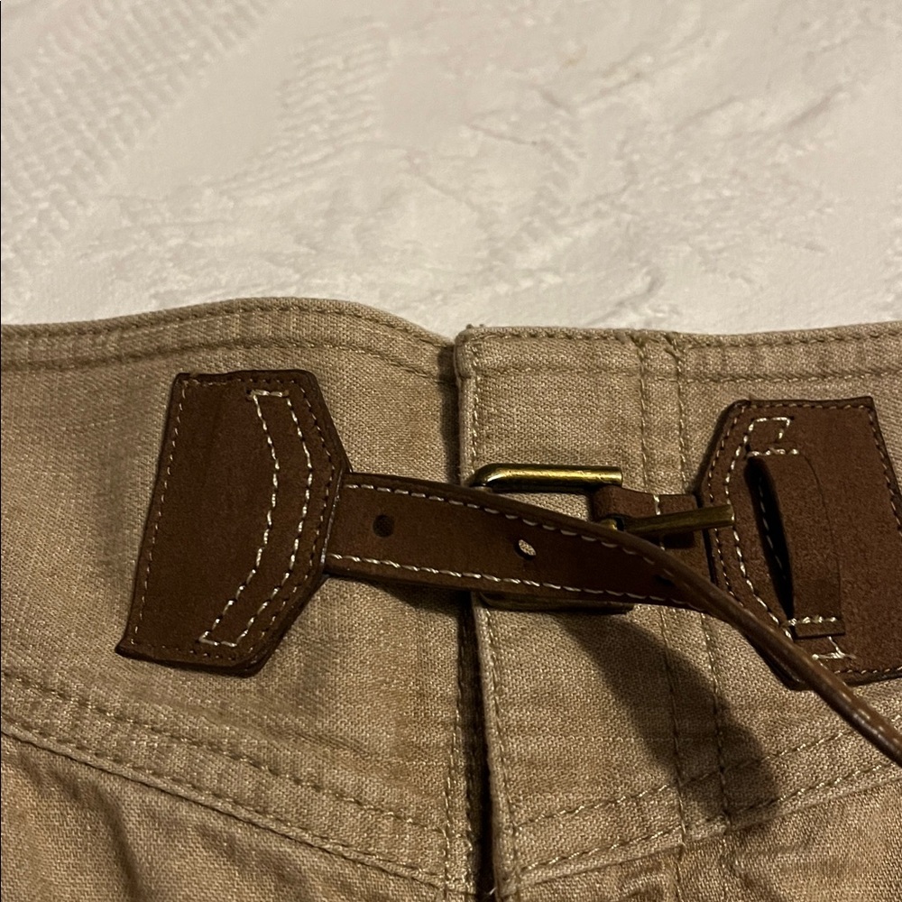 Ralph Lauren beige cotton skirt with buckle decor at waist size 10 perfect - Picture 4 of 8